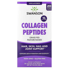 Swanson Vitamins Collagen Peptides, Unflavored, 20 Stick Packs, 0.35 oz (10 g) Each