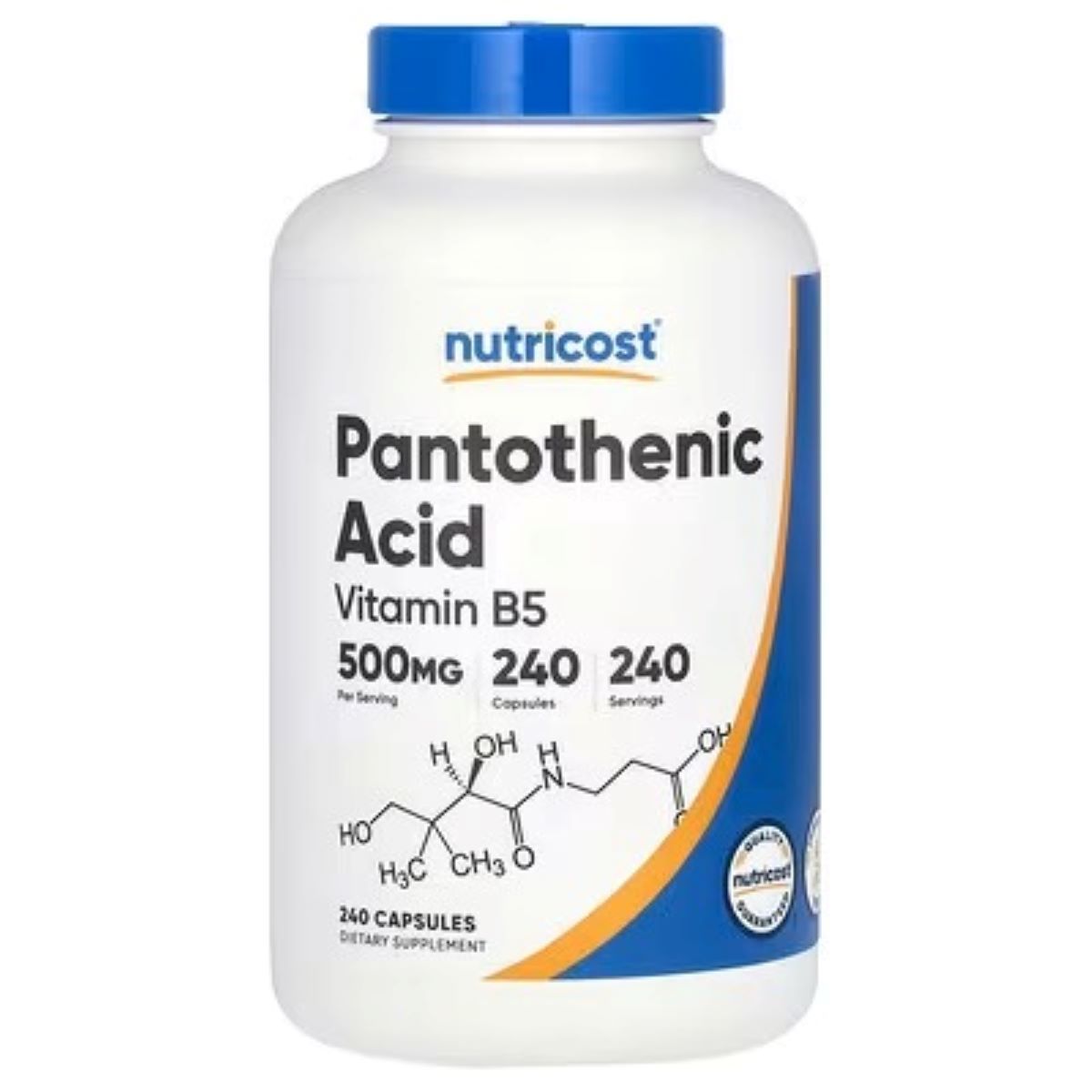 Nutricost Pantothenic Acid (Vitamin B5) 500mg – 240 Capsules | Essential Vitamin Supplement