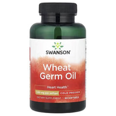 Swanson Vitamins Wheat Germ Oil Cold Pressed 1,130 mg – 60 Softgels | Natural Vitamin E Supplement