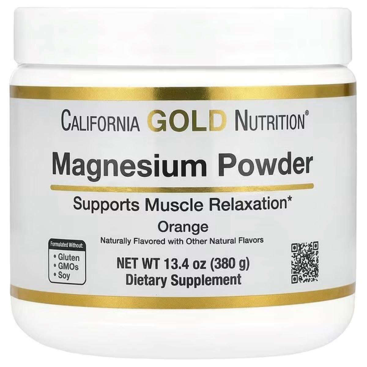 California Gold Nutrition Magnesium Powder Drink, Orange Flavor – 13.4 oz (380 g)