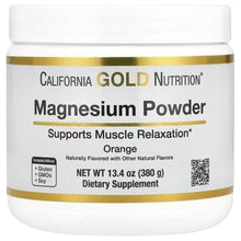 California Gold Nutrition magnesium powder drink, orange flavor supplement container