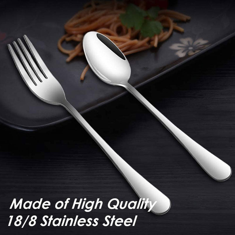 Set of 12 stainless steel dinner forks and spoons heavy duty 8 Inch forks and 7 inch spoons cutlery Set online in Dubai and UAE at Mumzar.com better value compared to Noon, Amazon.ae, Carrefour, and Dubizzle when you shop for adults and kids at Mumzar.com free delivery in Dubai, Abu Dhabi, Sharjah, Ajman, Umm Al Quwain, Fujairah, and Ras Al Khaimah.