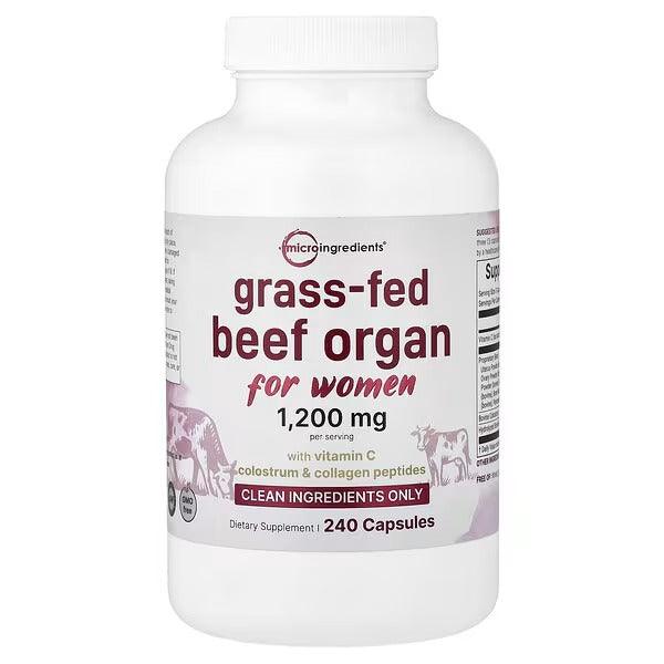 Micro Ingredients, Grass-Fed Beef Organ, For Women, 240 Capsules