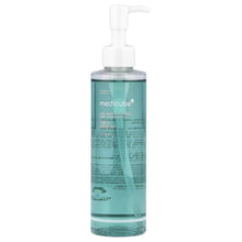 Medicube zero pore blackhead cleansing oil bottle with white pump, clear teal liquid
