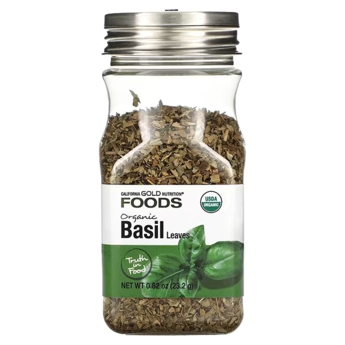 California Gold Nutrition Organic Basil Leaves, 0.82 oz (23.2 g) – Certified Organic Dried Basil Herb