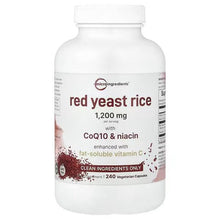 Red yeast rice with CoQ10 & niacin supplement bottle, 240 vegetarian capsules