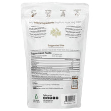 Micro Ingredients psyllium husk veg caps supplement pouch, back with Supplement Facts table