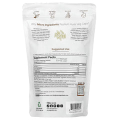 Micro Ingredients, Psyllium Husk Veg Caps, 500 Vegetarian Capsules (500 mg per Capsule)