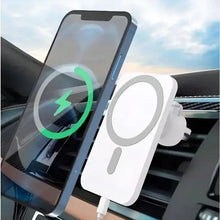 Huitich magnetic wireless car charger mount with glowing Qi ring, white