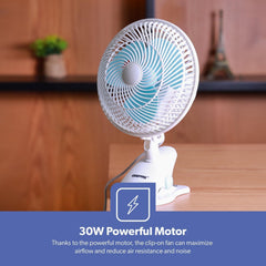 Geepas-2-in-1 Desk Fan, Clip Fan with Oscillation, GF9626N | Safety Grill | Plastic Clip Fan with 3 Blades | 30W Powerful Motor | Ideal for Home, Office, Etc