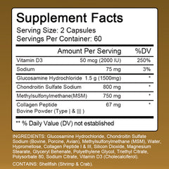 Alxfresh Glucosamine Chondroitin with MSM Turmeric Vitamin D for Bone, Absorption Calcium, Immune System Support Supplement