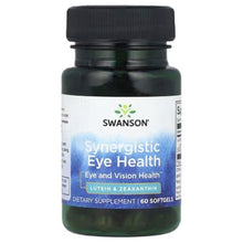 Supplement bottle with black cap and Synergistic Eye Health front label