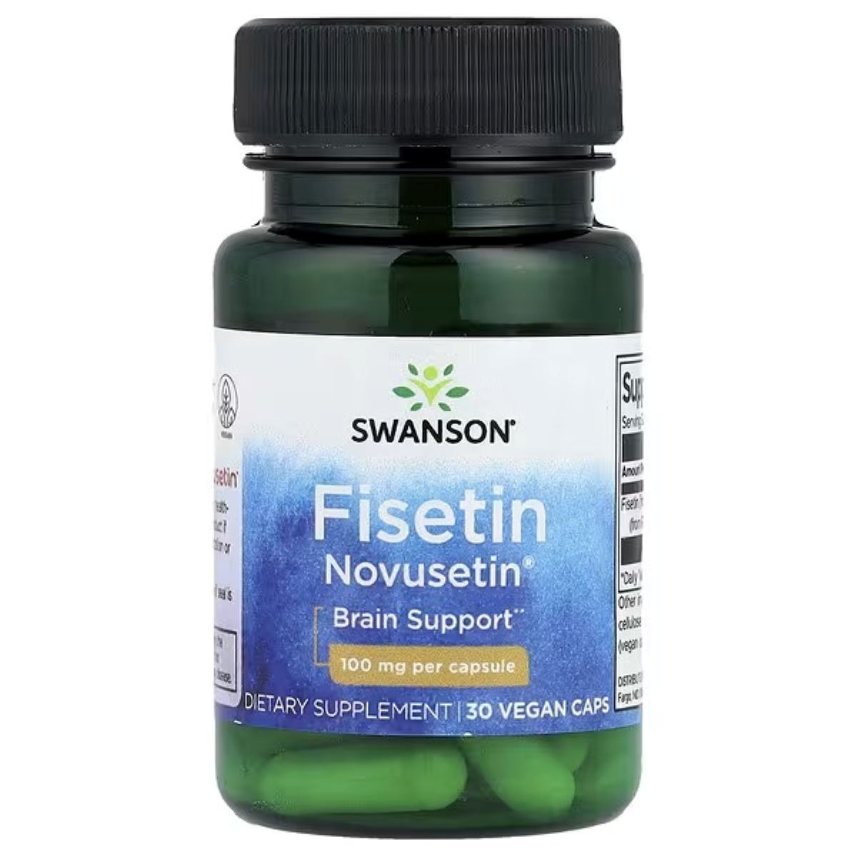 Swanson Vitamins Fisetin Novusetin® 100 mg – Antioxidant & Healthy Aging Support, 30 Vegan Capsules