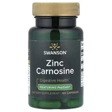 Zinc carnosine digestive health supplement bottle, 60 capsules, SWANSON label