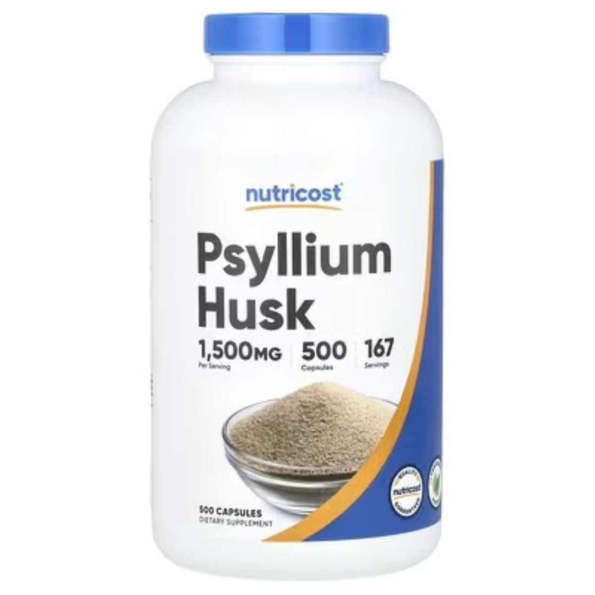 Nutricost Psyllium Husk 500mg – 500 Capsules | Dietary Fiber & Digestive Support Supplement