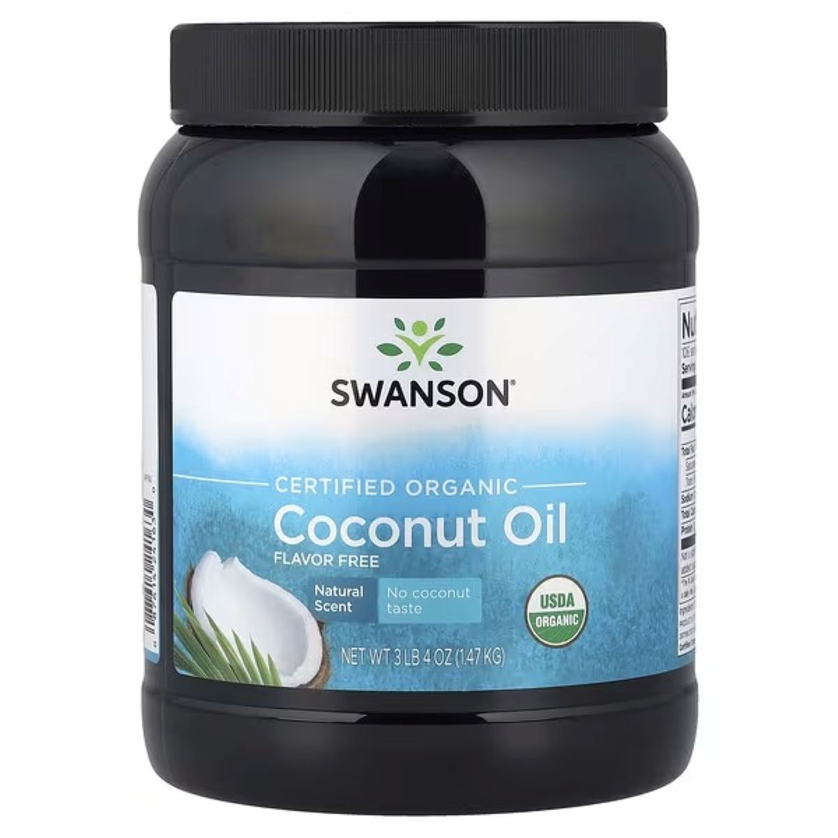 Swanson Vitamins Certified Organic Coconut Oil, Flavor Free, 3 lb 4 oz (1.47 kg)
