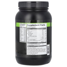 Vegan protein supplement bottle, back label with Supplement Facts chart