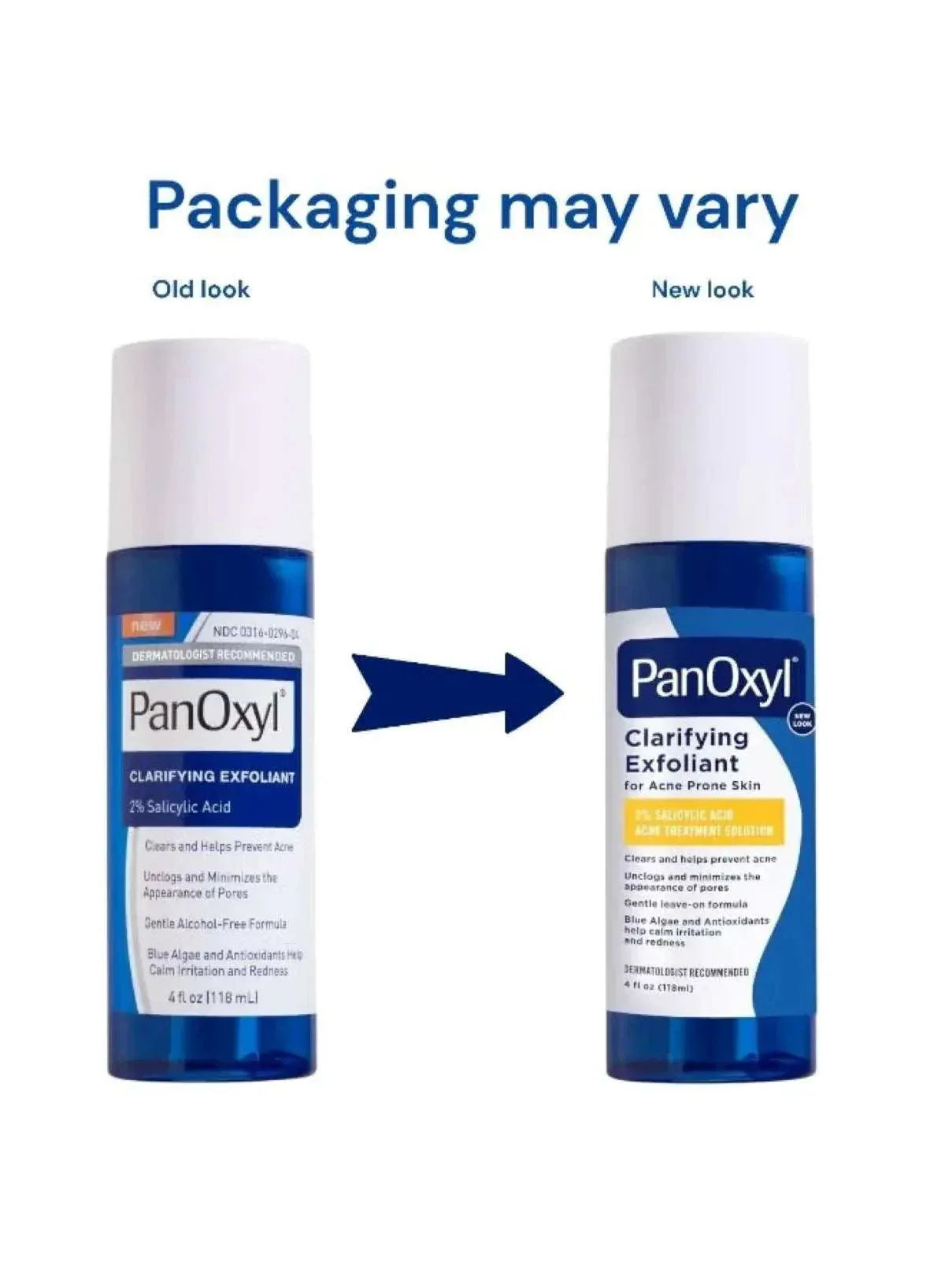 PanOxyl Clarifying Exfoliant 2% Salicylic Acid 4 fl oz – Acne-Fighting BHA Liquid for Clear, Smooth Skin