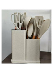 Huitich 19 piece kitchen tool set UAE with beige utensils and scissors in organizer holder