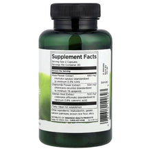 Swanson valerian chamomile hops supplement bottle, black cap and Supplement Facts label