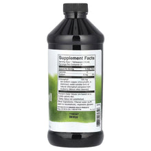 Liquid chlorophyll supplement bottle with back label showing Supplement Facts