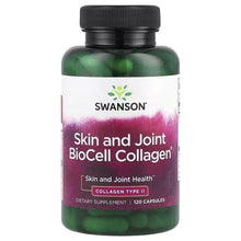 Dietary supplement bottle with black cap, Skin and Joint BioCell Collagen label