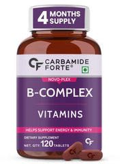 Carbamide Forte Vitamin B-Complex Tablets | 100% RDA with B1, B2, B3, B5, B6, B9 & B12 | Energy, Skin & Cognitive Support | 120 Vegetarian Tablets