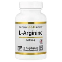 California Gold Nutrition L-Arginine 500 mg – 60 Veg Capsules – Amino Acid Supplement for Circulation & Nitric Oxide Support