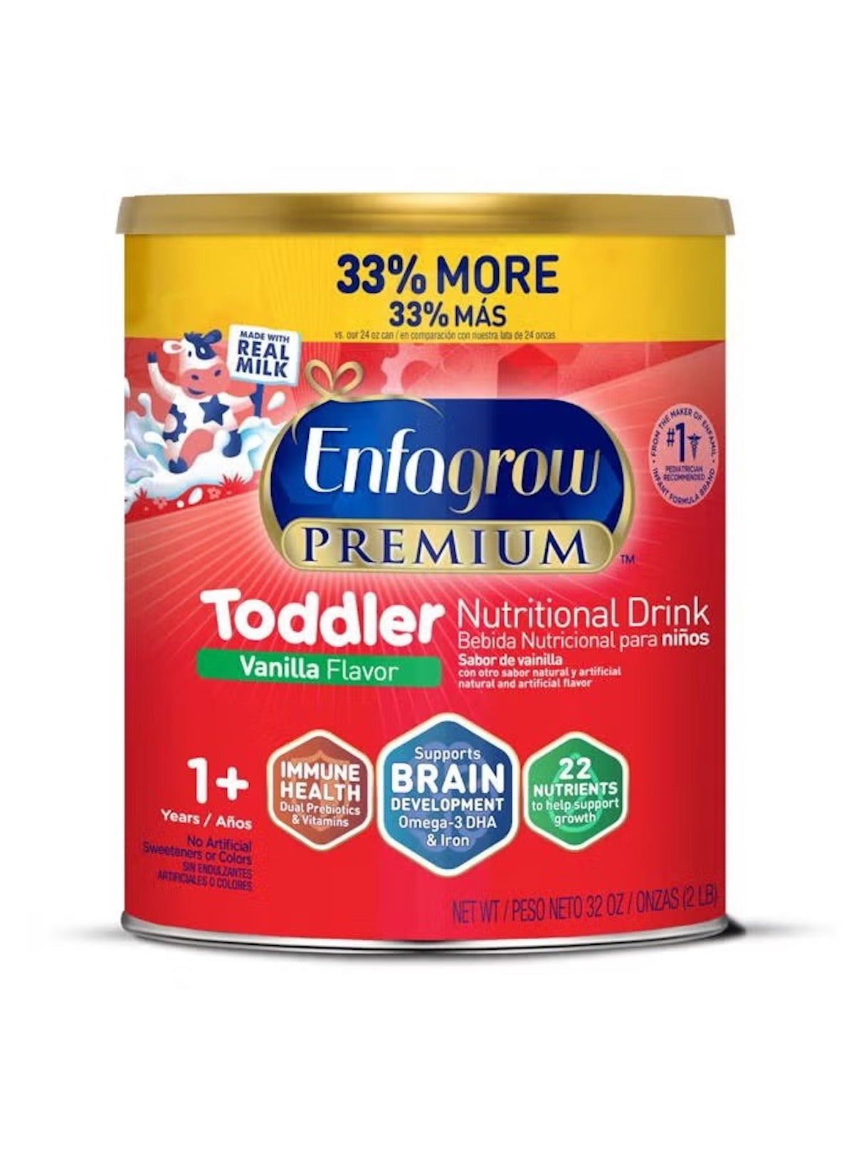 Enfagrow PREMIUM Toddler Nutritional Drink, Natural Vanilla Flavor, 32 Oz