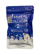 Frozen collagen 2-in-1 whitening capsules pouch, blue and white, 60 capsules