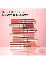 Assorted liquid blush wands with glowy and dew tints, stacked and reflected
