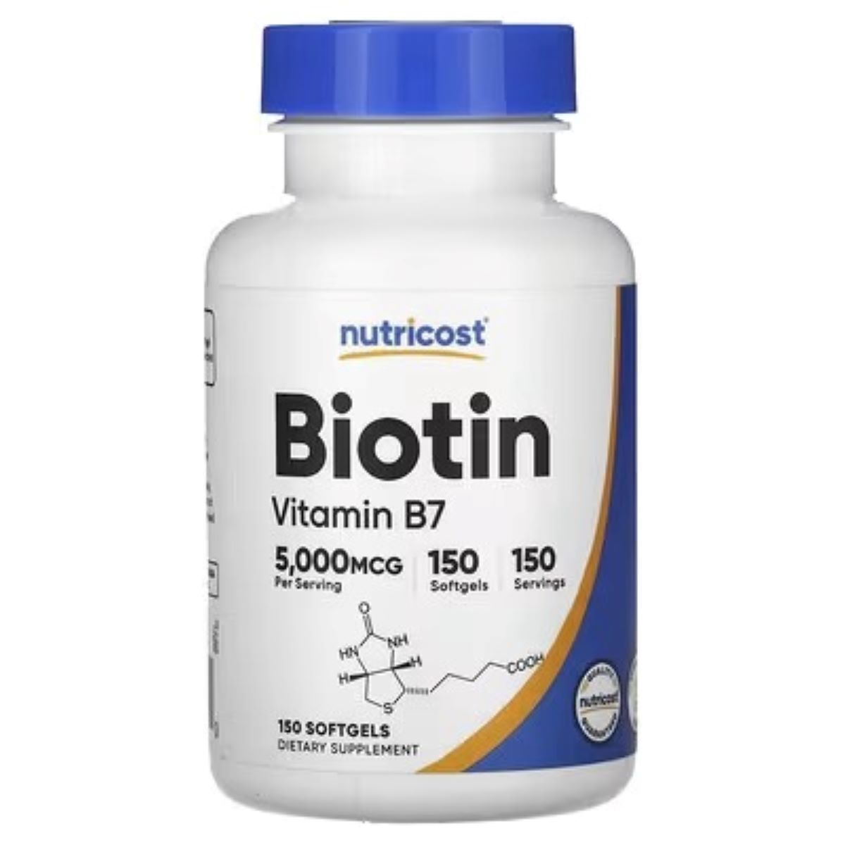 Nutricost Biotin 5,000mcg – 150 Softgels | Hair, Skin & Nail Support Supplement