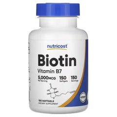 Nutricost Biotin 5,000mcg – 150 Softgels | Hair, Skin & Nail Support Supplement
