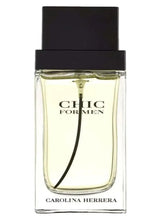 Carolina Herrera Chic for Men EDT bottle with black cap and front label panel