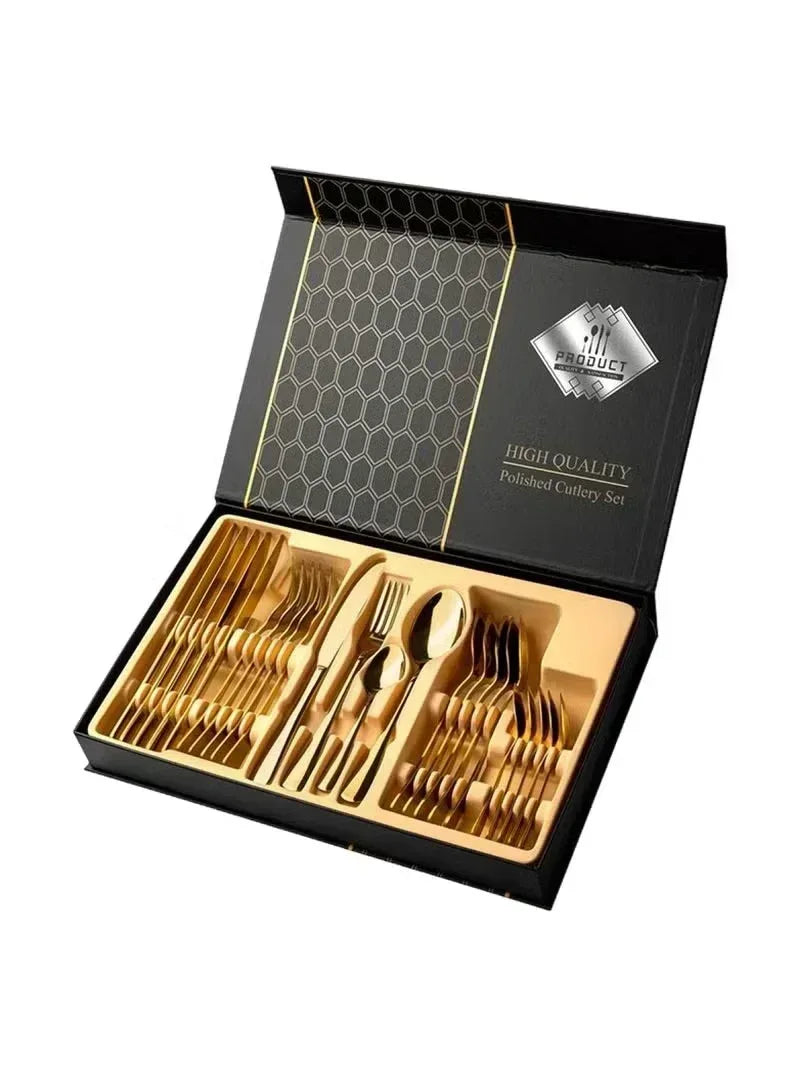 Stainless Steel Gold Cutlery Set | Elegant Spoon, Knife & Fork Dining Set - Mumzar
