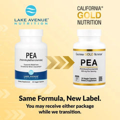 California Gold Nutrition PEA (Palmitoylethanolamide) 300 mg – 30 Veggie Capsules | Nerve Support & Anti-Inflammatory Formula
