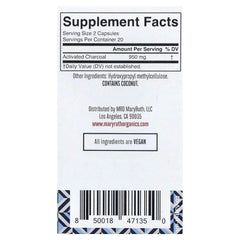 MaryRuth's Activated Charcoal Capsules – 475 mg per Capsule, Dietary Supplement, 40 Capsules