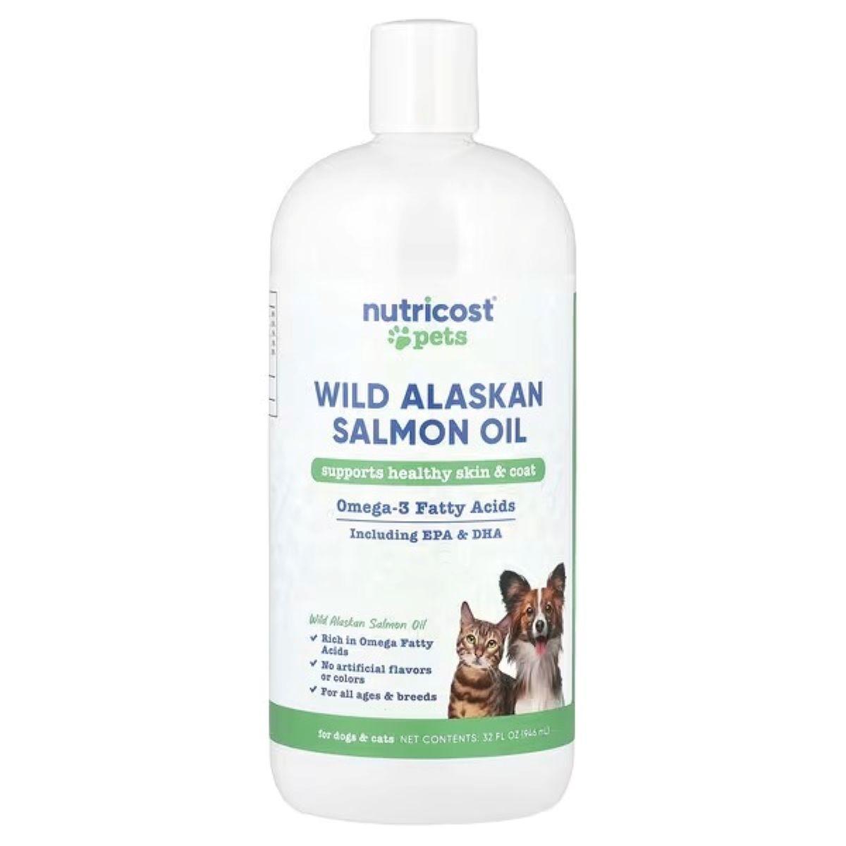 Nutricost Wild Alaskan Salmon Oil for Dogs & Cats | Omega-3 Fish Oil Supplement | Supports Skin, Coat, Joints & Heart Health | All Ages | 32 fl oz (946 ml)