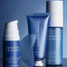 Jet Lag™ mini set with mask tube, hydration mist, and two travel skincare bottles