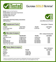 California Gold Nutrition خلاصة بذور العنب الفرنسية (Vitaflavan®) 100 ملجم – 120 كبسولة نباتية | مضاد للأكسدة وداعم للبشرة