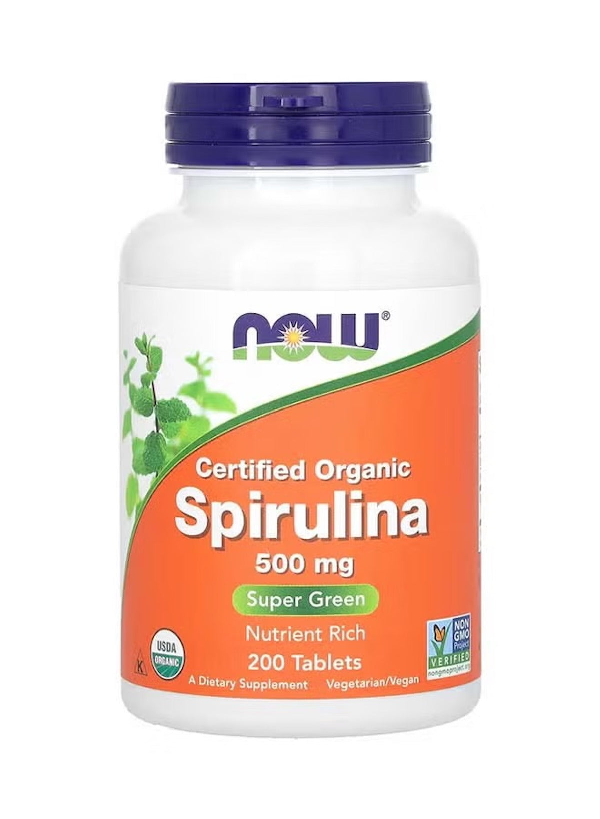 NOW Foods Certified Organic Spirulina 500 mg – 200 Tablets