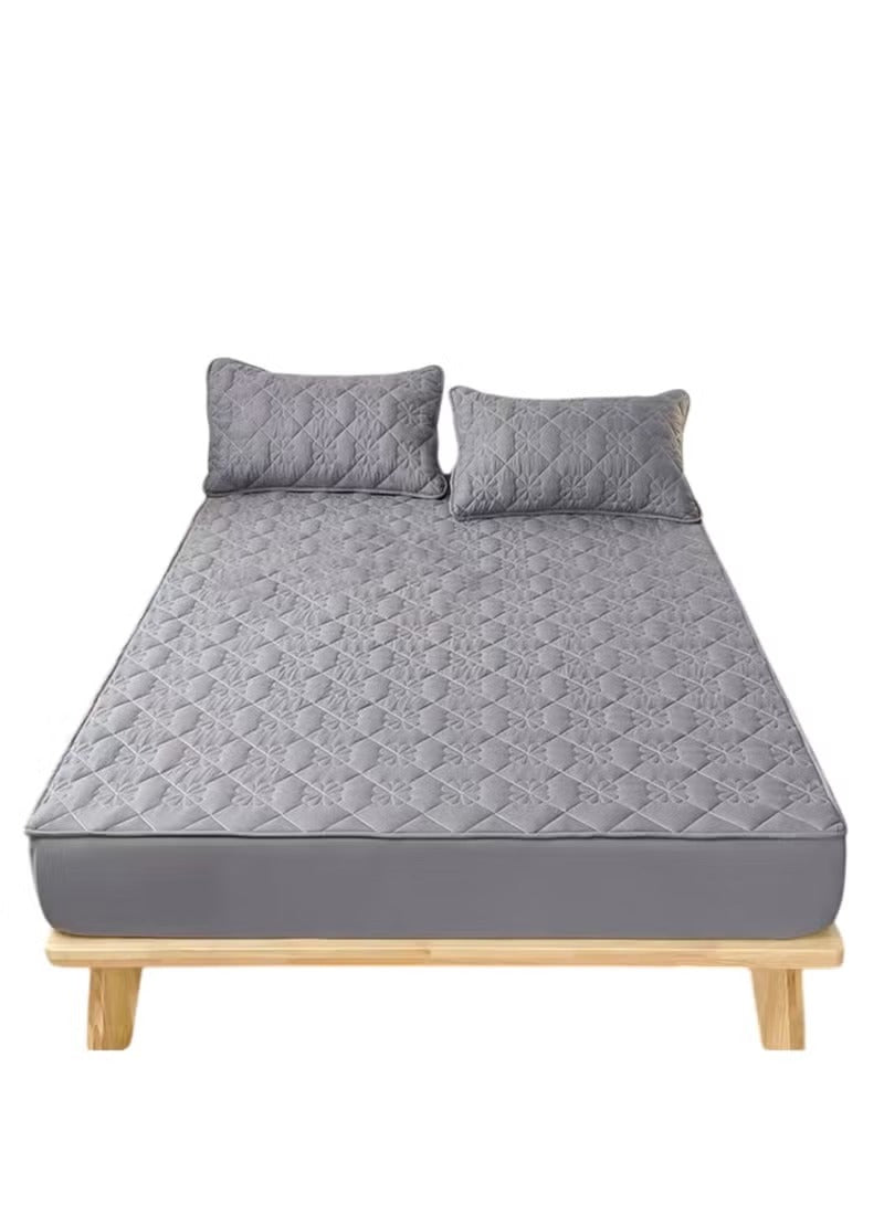 Waterproof Fitted Bedding Topper Set – Dark Grey | Mattress & Pillow Protector with 2 Pillowcases (Multiple Sizes) - Mumzar