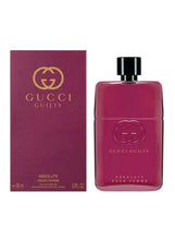 Gucci Guilty Absolute perfume bottle with matching box and pink glass body