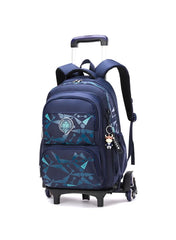 Rolling School Backpack for Kids – Blue Convertible Trolley & Backpack