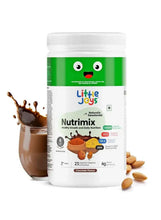 Little Joys Nutrimix chocolate nutrition powder jar, 400g canister with green label