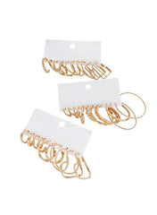 17 Pcs Gold Color Hoop & Cuff Earrings Set for Women