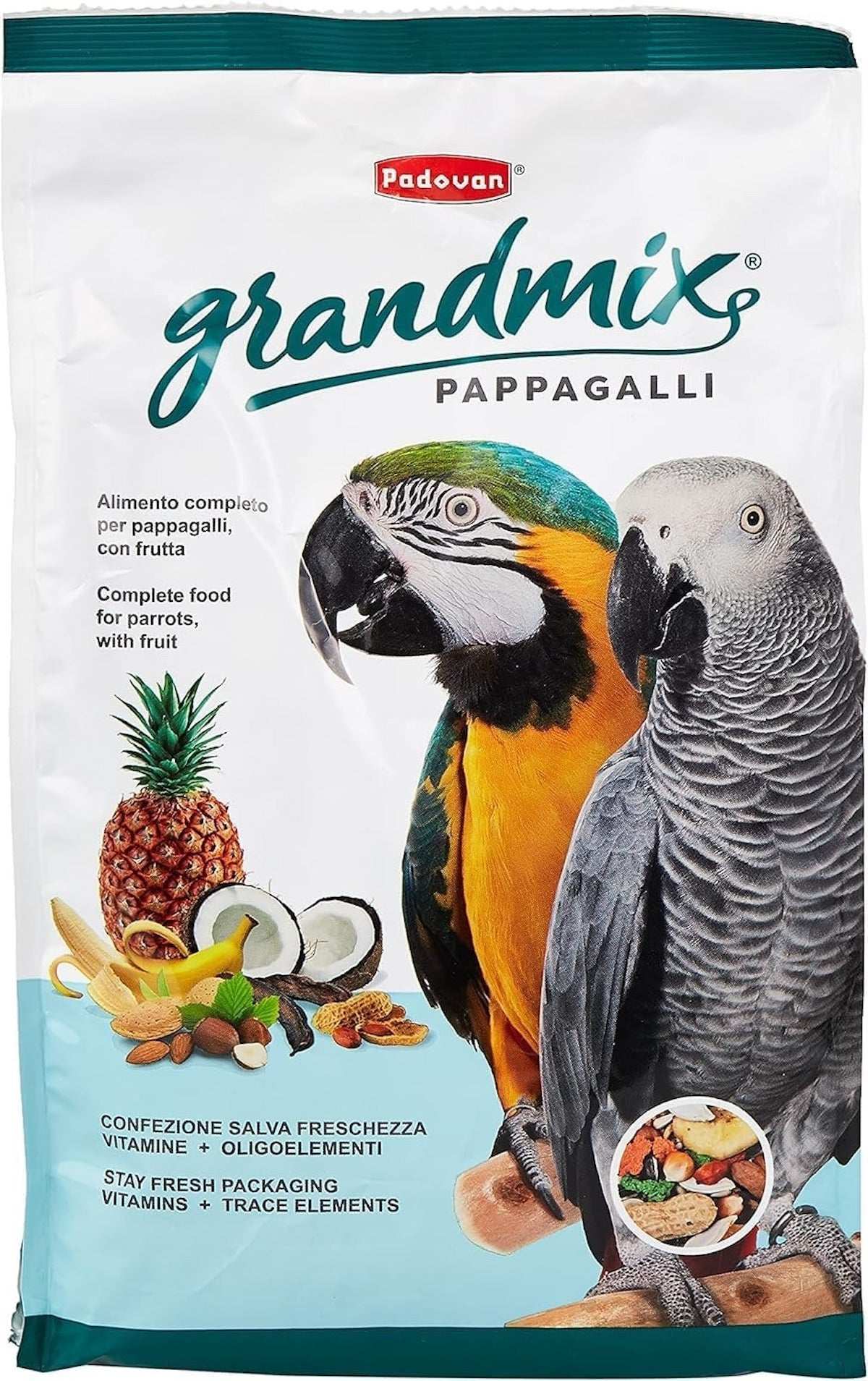 Padovan GrandMix Pappagalli Bird Food 2 kg (large parrot feed).