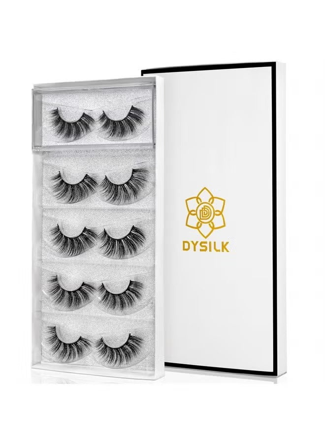 DYSILK 6D Mink Wispy Eyelashes – False Eyelashes 5 Pairs – Fluffy Natural Look Like Extensions – Reusable Strip Lashes | 007-18mm