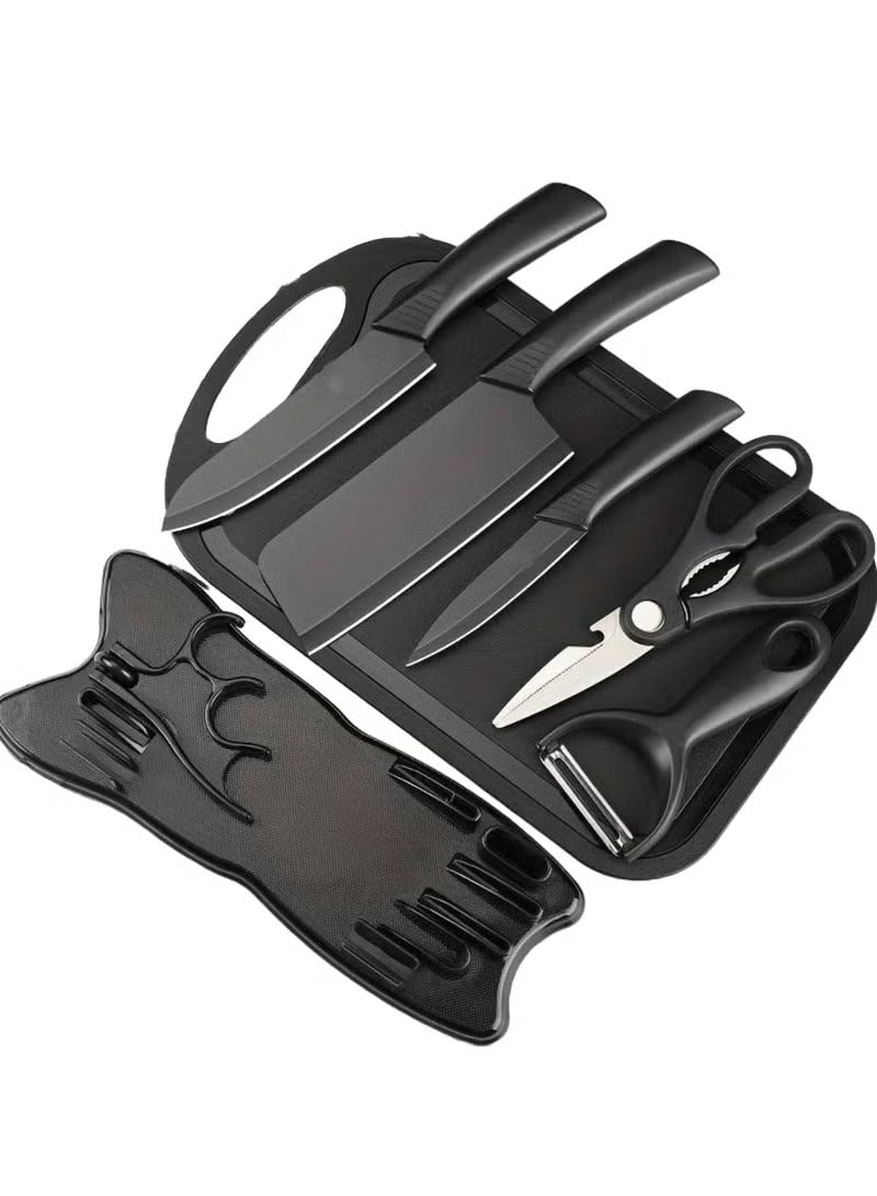 7 Piece Knife Set Complete with Protective Covers – Black - Mumzar