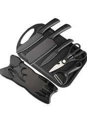 7 Piece Knife Set Complete with Protective Covers – Black - Mumzar